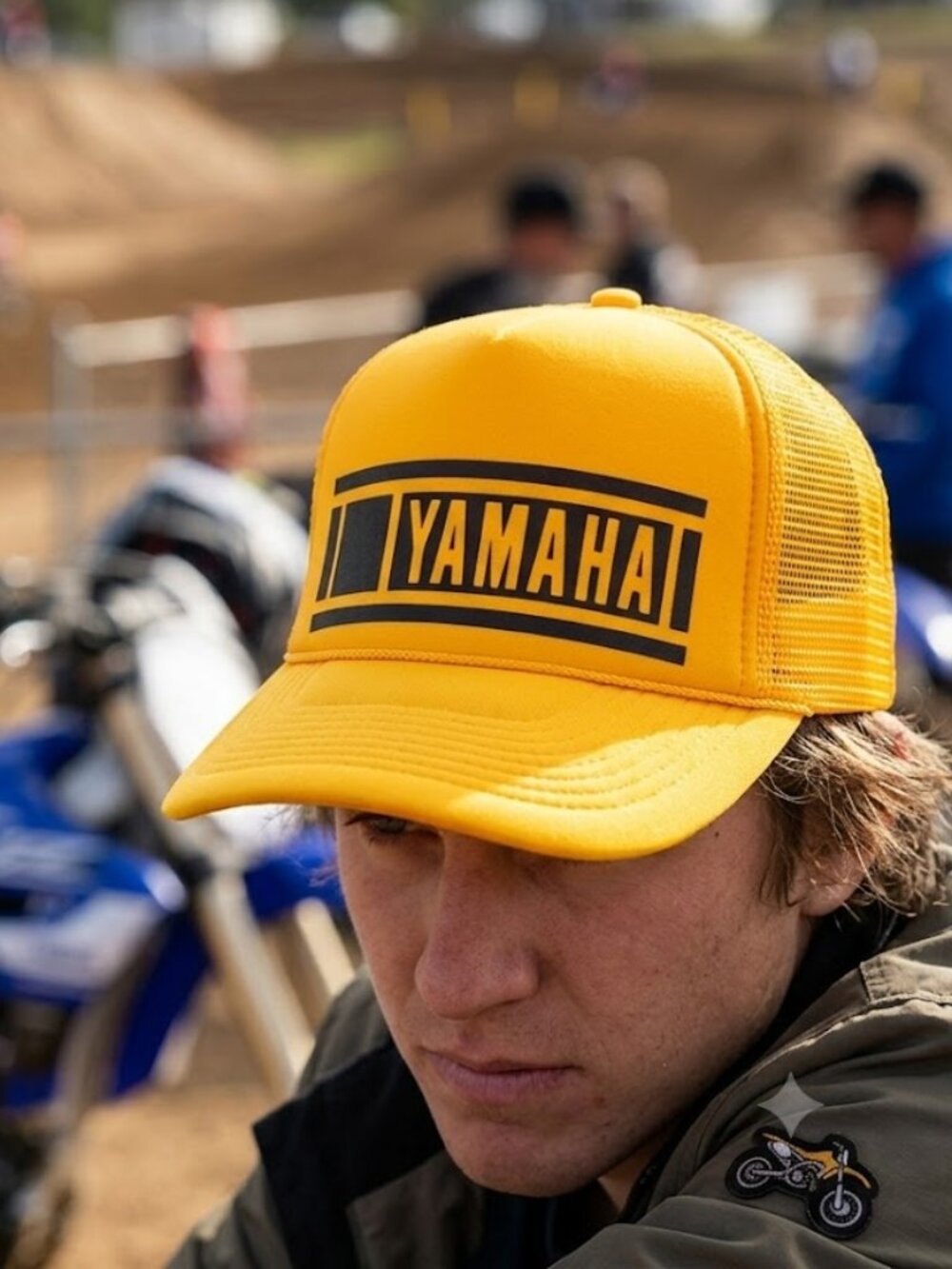 Vintage Yamaha Motorcycle Hat Retro Racing Foam Mesh Snapback Cap Gold New